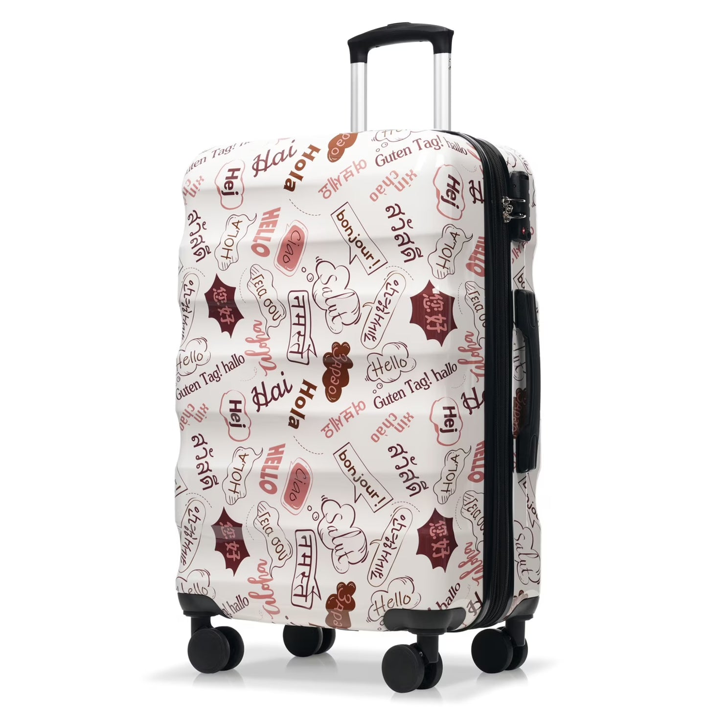 28 Inch Expandable Checked Luggage, Lightweight Glossy Hardshell Travel Suitcase with Spinner Wheels, TSA Lock