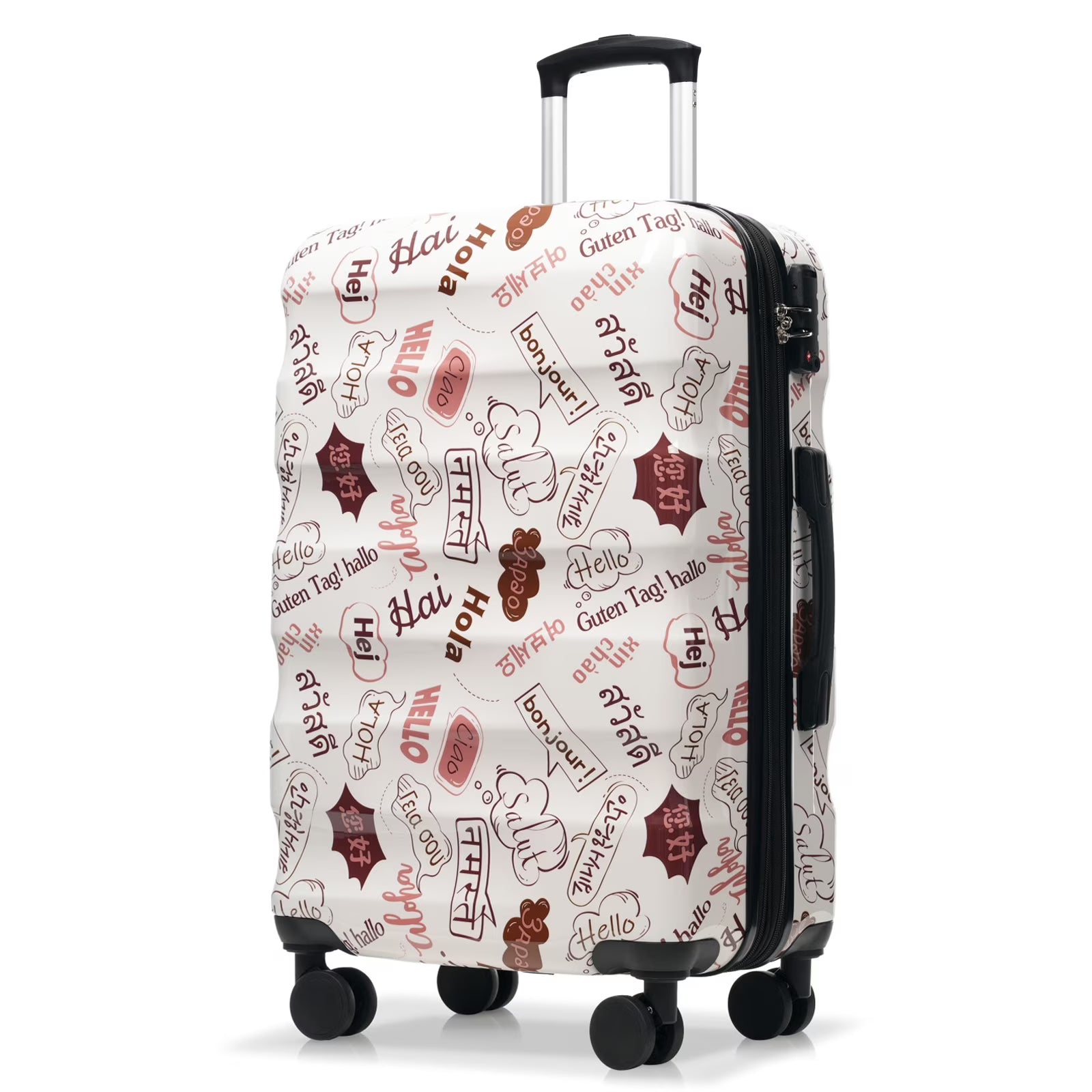 28 Inch Expandable Checked Luggage, Lightweight Glossy Hardshell Travel Suitcase with Spinner Wheels, TSA Lock