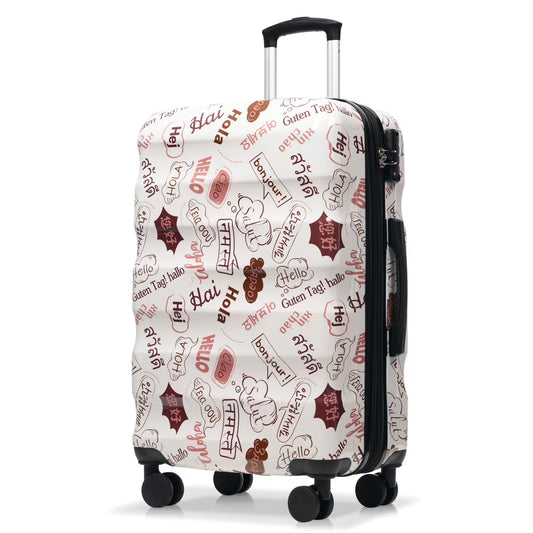 28 Inch Expandable Checked Luggage, Lightweight Glossy Hardshell Travel Suitcase with Spinner Wheels, TSA Lock
