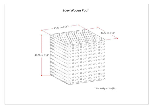 Simpli Home Zoey Boho Cube Woven Pouf in Multi Color Cotton and Wool