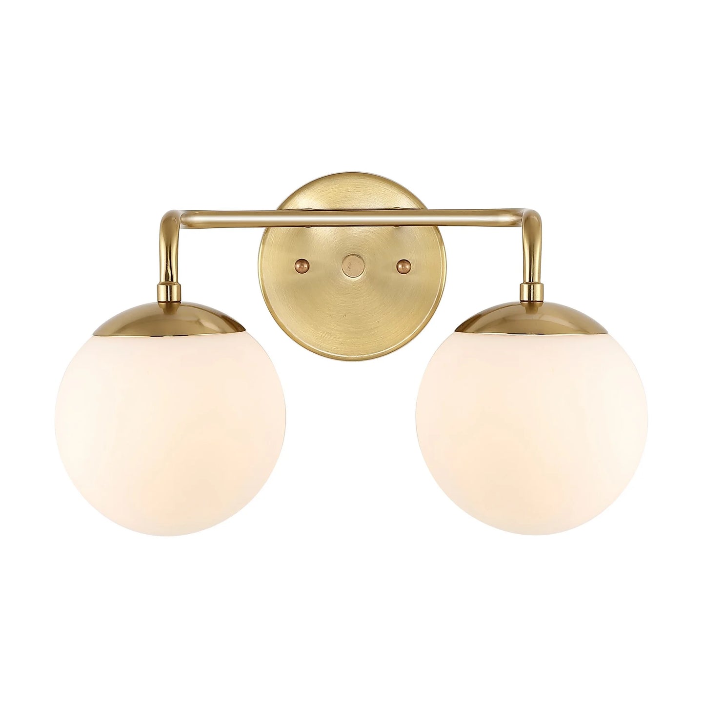 JONATHAN Y Louis Parisian Globe 15" 2-Light Metal/Frosted Glass Modern Contemporary LED Vanity, Brass Gold