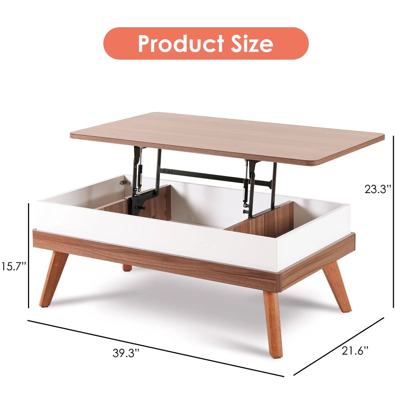Bidiso Lift Top Coffee Table, Easy-to-Assembly Center Table with Hidden Storage Compartment, Modern Lift Tabletop Dining Table for Living Room Reception/Home Office, Grey Walnut