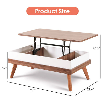 Bidiso Lift Top Coffee Table, Easy-to-Assembly Center Table with Hidden Storage Compartment, Modern Lift Tabletop Dining Table for Living Room Reception/Home Office, Grey Walnut