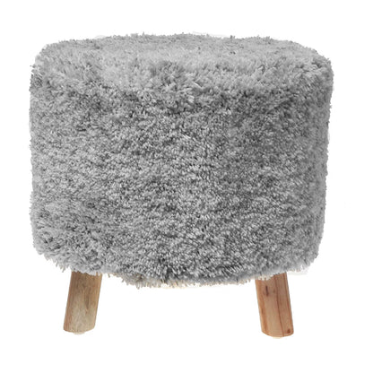 Maison Concepts Long Sag Handwoven Pouf Wooden Stand Light Grey (Multi) 40" X 40" X 40"