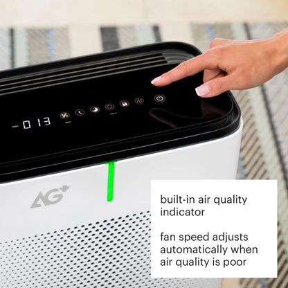 Brondell P700BB-W Pro Air Purifier Clean Air Filter With Aurabeat AG+ Technology for Bedroom, Home Office, Reduces Odor from Smoke and Pets, Includes Filters, 1655 Square Feet, White