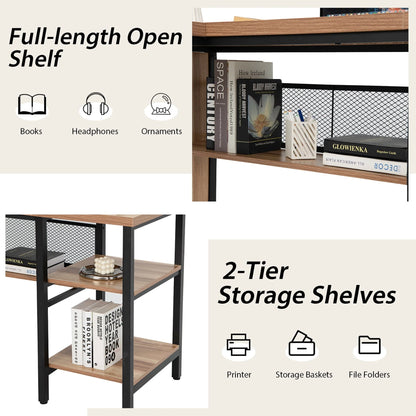Costway L-Shaped Corner Computer Desk Home Office Workstation w/Storage Shelves Oak