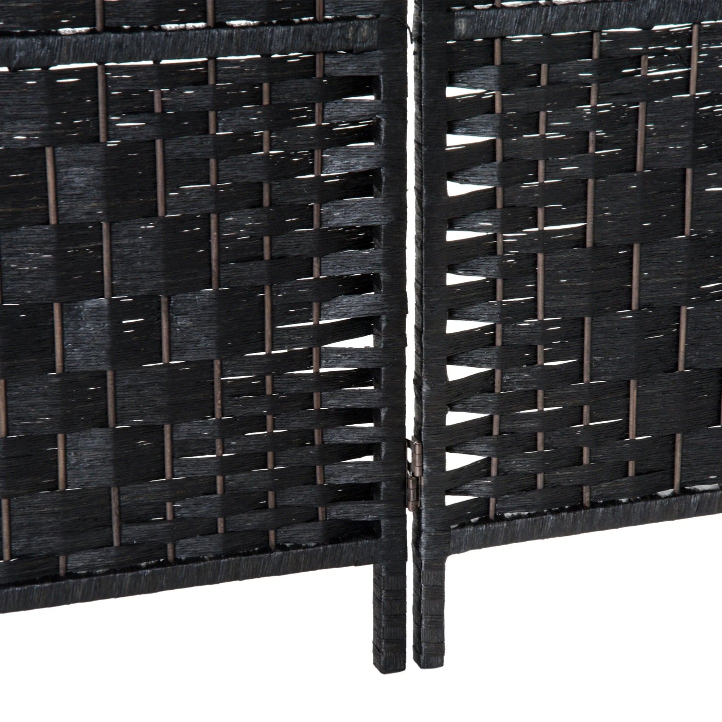 HOMCOM 6' Tall Wicker Weave 6 Panel Room Divider Privacy Screen - Black