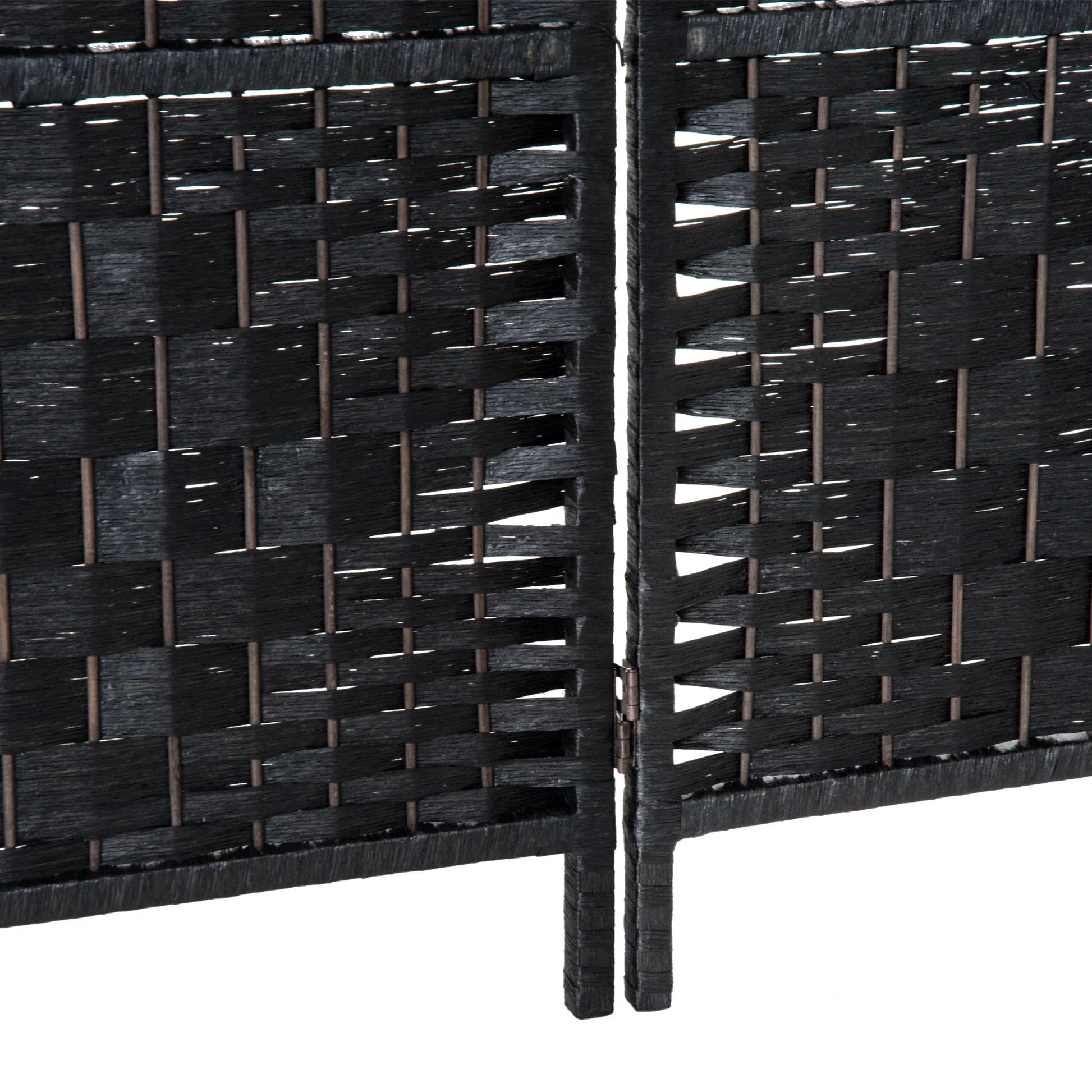 HOMCOM 6' Tall Wicker Weave 6 Panel Room Divider Privacy Screen - Black