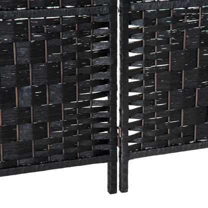 HOMCOM 6' Tall Wicker Weave 6 Panel Room Divider Privacy Screen - Black