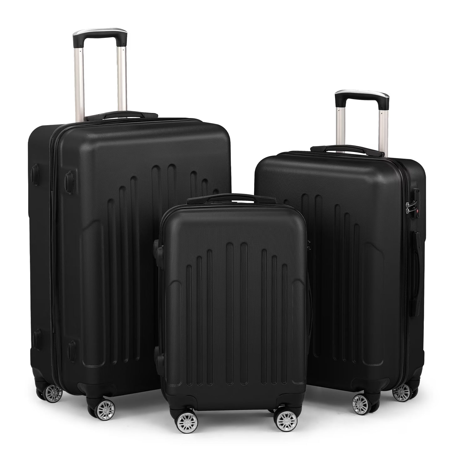 Red 3-Piece Hardshell Spinner Luggage Set (20in, 24in, 28in) - Large ABS Suitcase Set with 8 Wheels, Lightweight & Durable for Travel