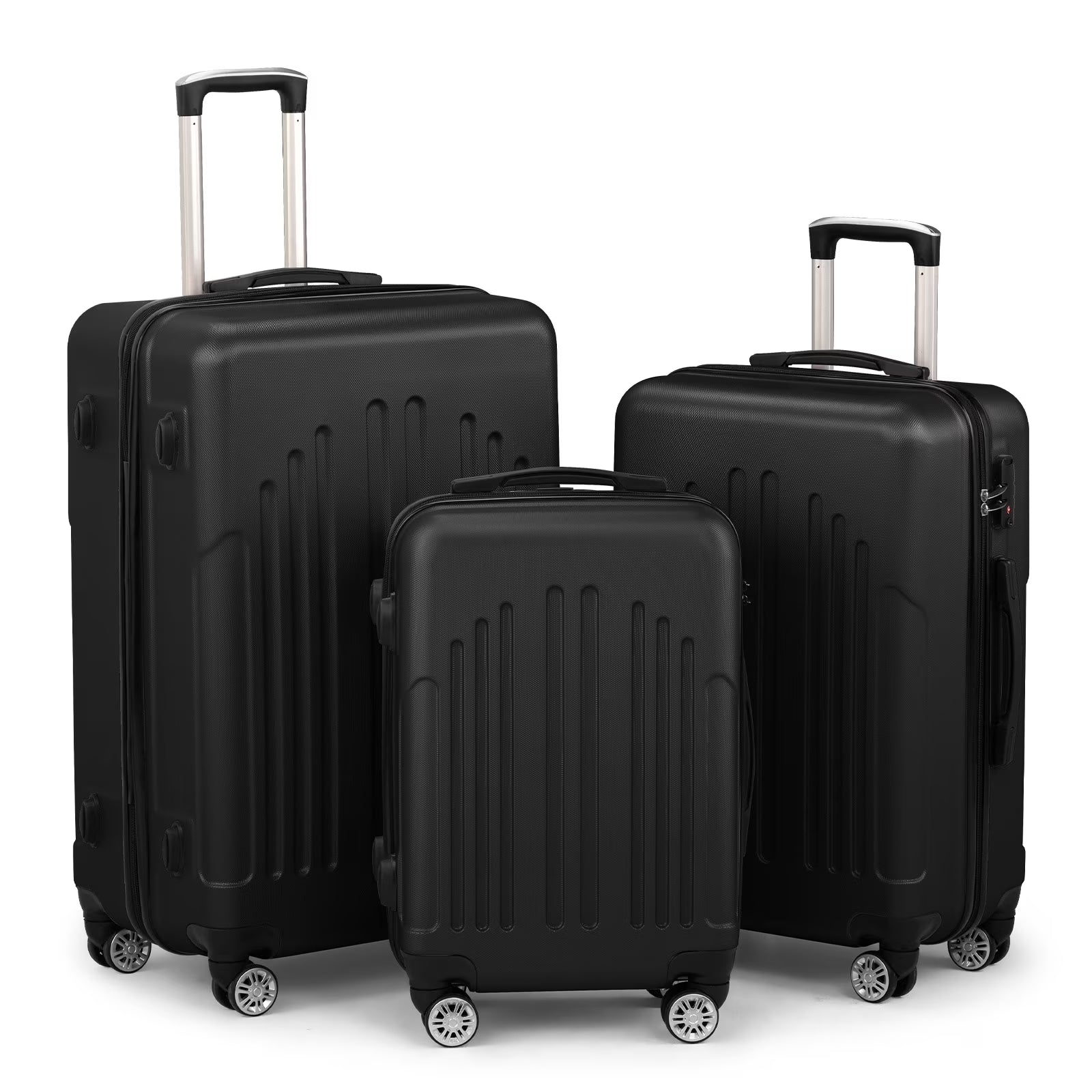 Red 3-Piece Hardshell Spinner Luggage Set (20in, 24in, 28in) - Large ABS Suitcase Set with 8 Wheels, Lightweight & Durable for Travel