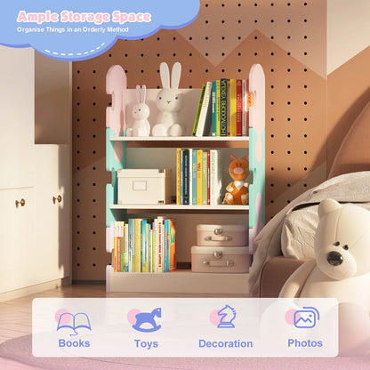 3-Tier Puzzle Piece Kids Bookshelf - Open Toy & Book Organizer for Nursery, Bedroom & Classroom