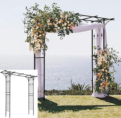 Gymax Outdoor Garden Arch Flowers Climbing Plants Trellis Metal Wedding Archway