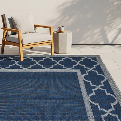 Laguna Indoor/Outdoor Area Rug, Simeon Navy Gray, 7’10” x 10’