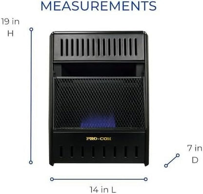ML100TBAHR Ventless Propane Gas Blue Flame Space Heater with Thermostat Control for Living Room, Bedroom, Home Office, 10000 BTU, Heats Up to 300 Sq. Ft., Includes Wall Mount, Black