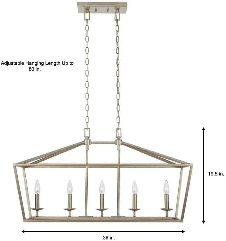 Home Decorators Weyburn 5-Light Antique Silver Caged Island Chandelier - New