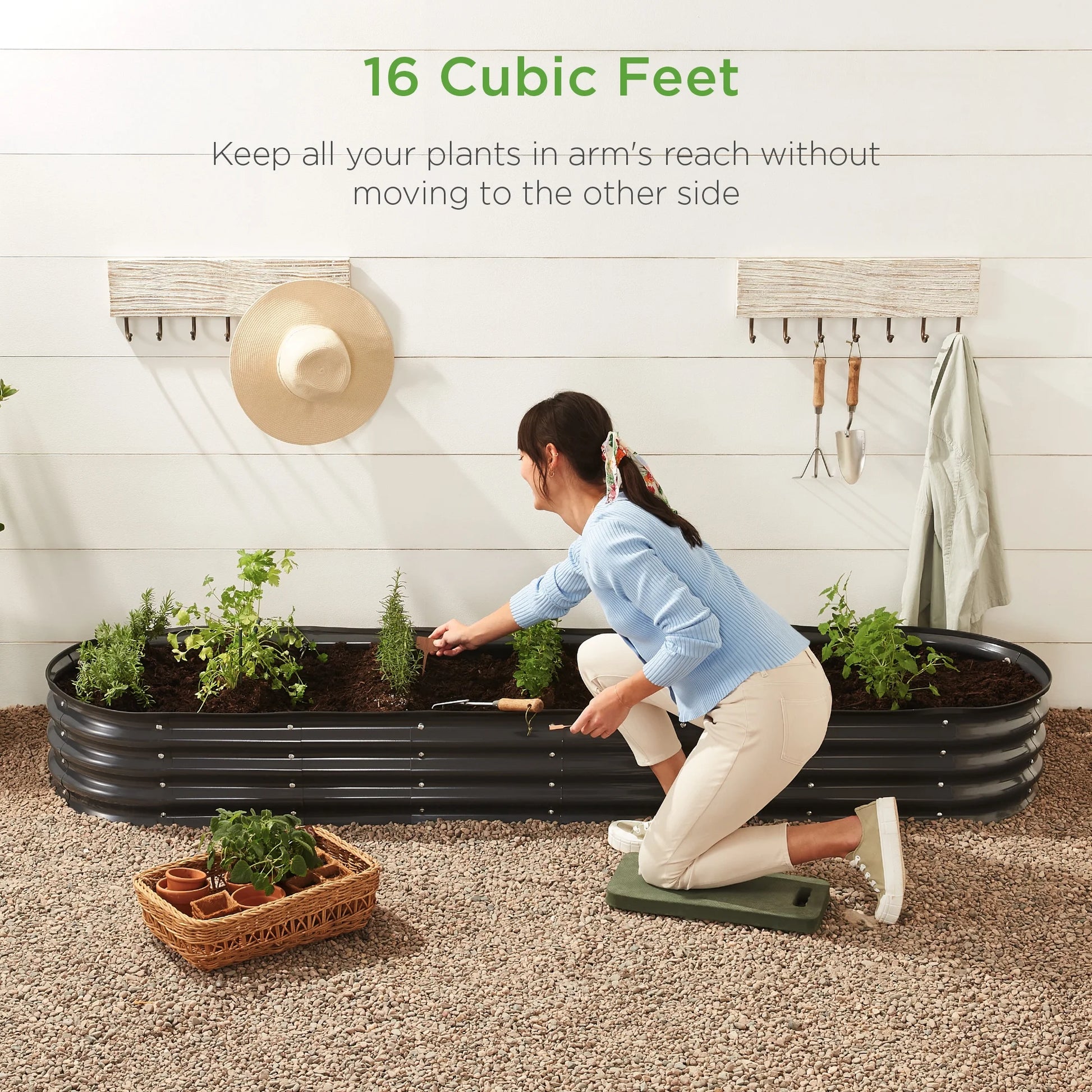 Best Choice Products 8x2x1ft Outdoor Metal Raised Oval Garden Bed, Planter Box for Vegetables, Flowers - Charcoal