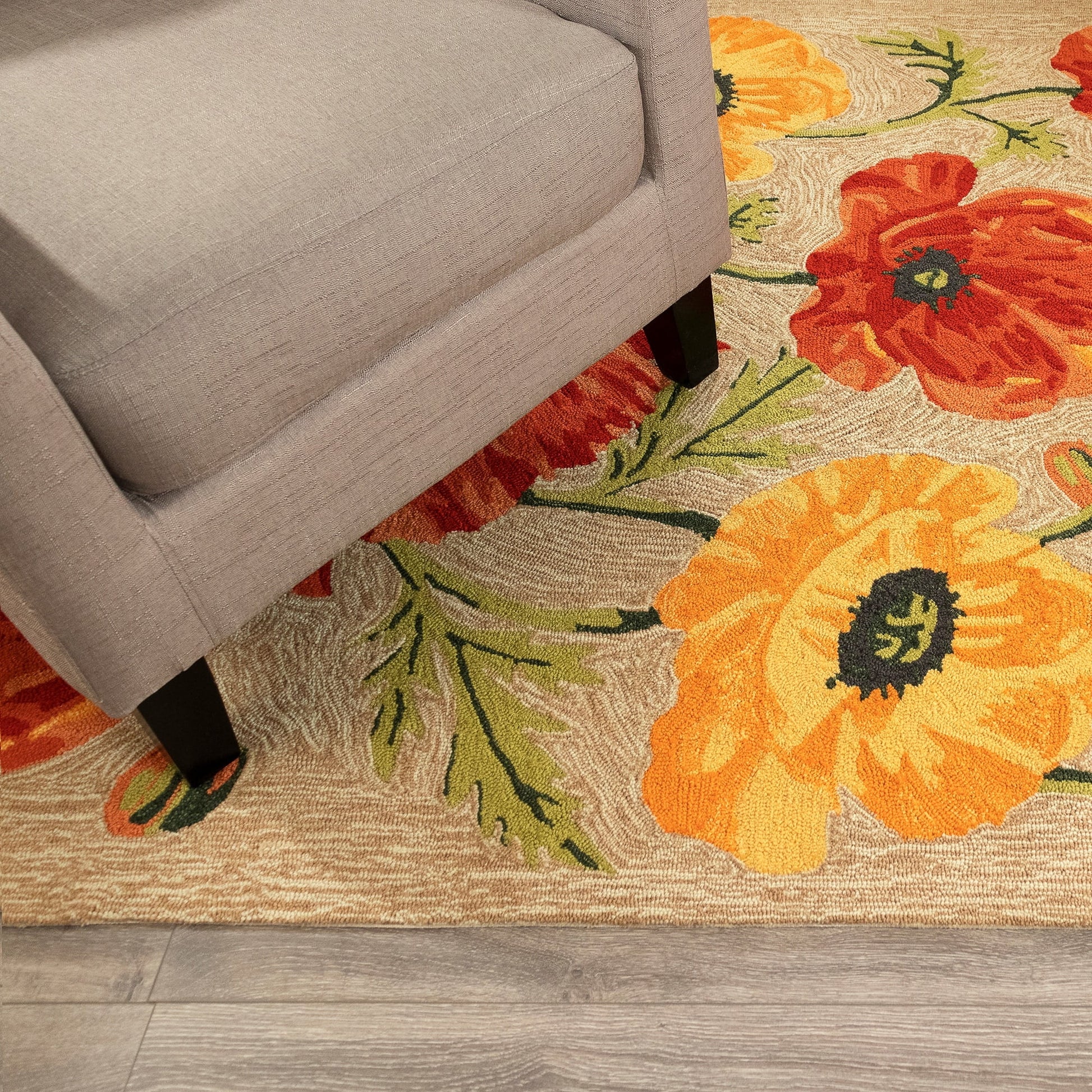 Liora Manne Ravella Poppies Outdoor Indoor Area Rug Neutral Fade Resistant 5x8