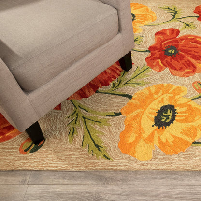 Liora Manne Ravella Poppies Outdoor Indoor Area Rug Neutral Fade Resistant 5x8