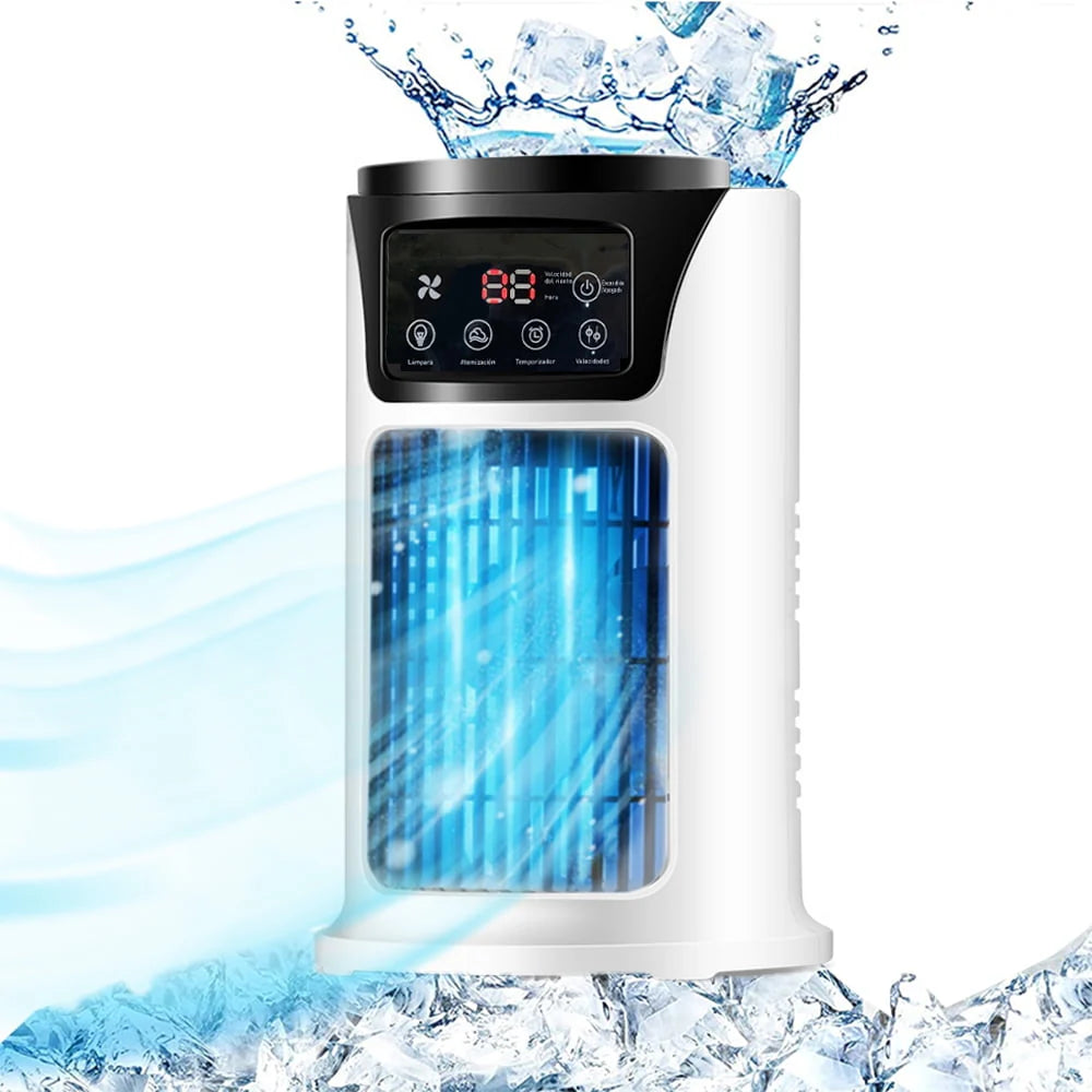 KIZOCAY Portable air conditioner with 6 air speeds, 60° & 120° automatic oscillating evaporative air conditioning fan, quite air cooler humidifier, suitable for home office outdoor, white