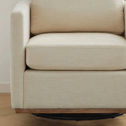 Swivel Accent Chair360 Degree Square Swivel Chair for Living Room, Mid Century Modern Upholstered Swivel Barrel Chair,Comfy Sofa Armchairs for Bedroom,Nursery,Chenille(Beige)