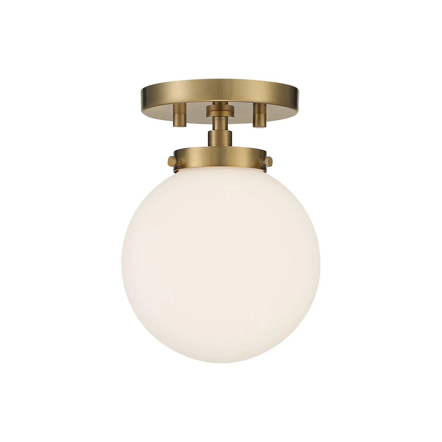 Possini Euro Design Jilly Modern Ceiling Light Semi Flush Mount Fixture 6 3/4" Wide Warm Antique Brass White Glass Globe Shade for Bedroom Living Room