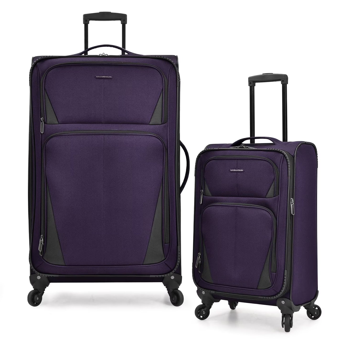 U.S. Traveler Aviron Bay Expandable Softside Luggage Set with Spinner Wheels, Navy, 2-Piece (23/31)