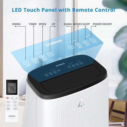 BEKAY 14,000BTU Portable Air Conditioner, Dehumidifier, Fan with Remote Control 9,300 BTU (DOE), up to 700 sq ft with 3-Speed Wind/Night Light for Bedroom Home Office