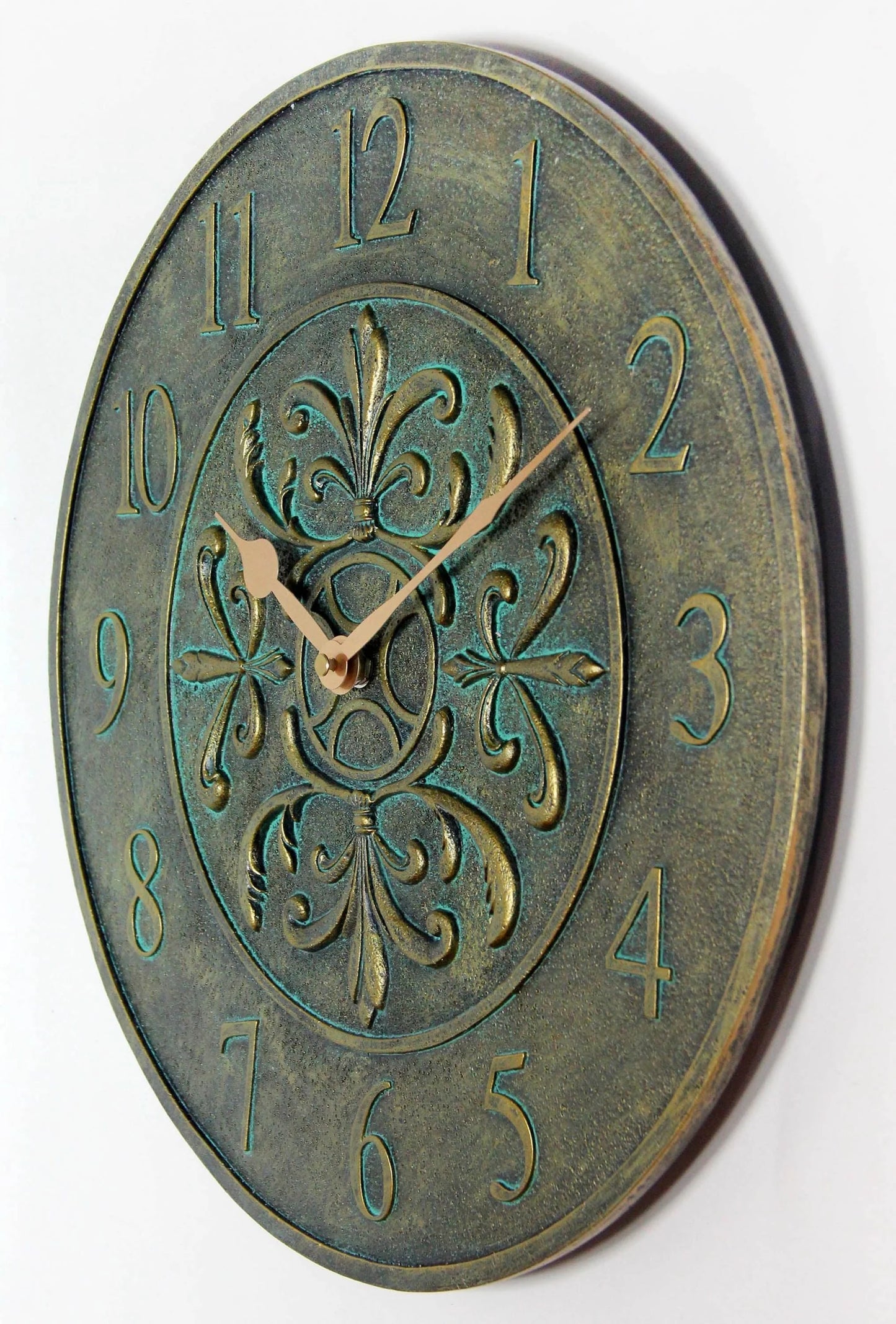 Infinity Instruments Blanc Fleur Aged Bronze Outdoor 15-inch Analog Wall Clock