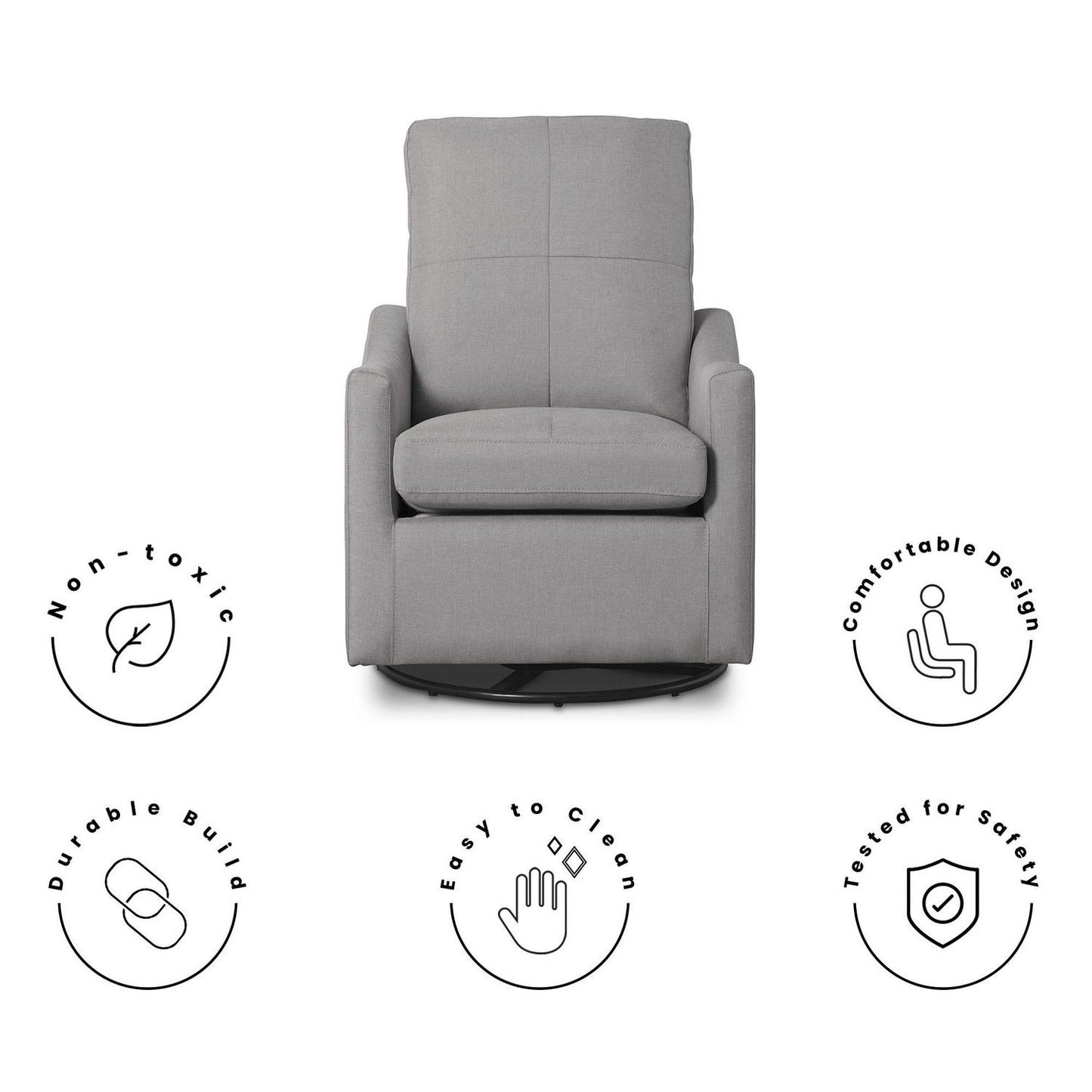 Delta Children Kenwood Slim Nursery Glider Swivel Rocker Chair. French Grey