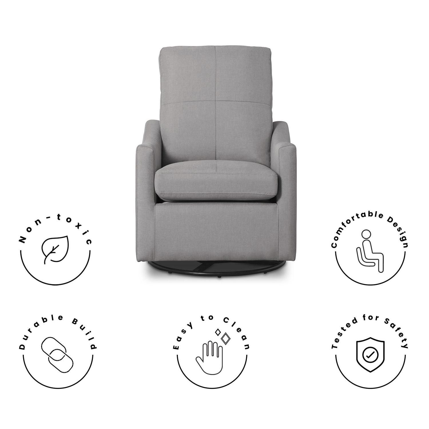 Delta Children Kenwood Slim Nursery Glider Swivel Rocker Chair. French Grey