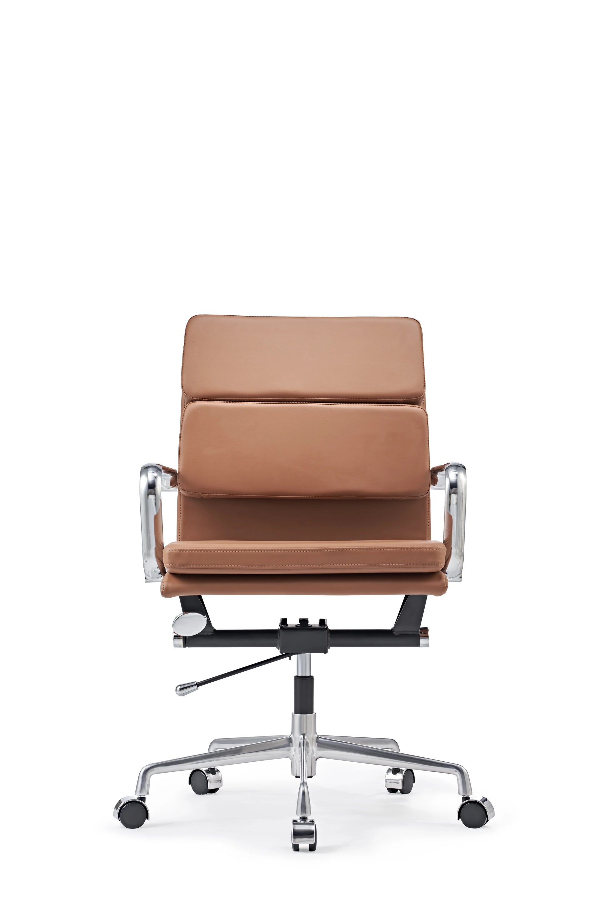 LUXMOD Home Office Desk Chair with Armrest Adjustable Swivel Chair Soft Pad Brown Leather Office Chair Arm Chair Ergonomic Desk Chair for Extra Back and Lumbar Support upholstered Living Room chair