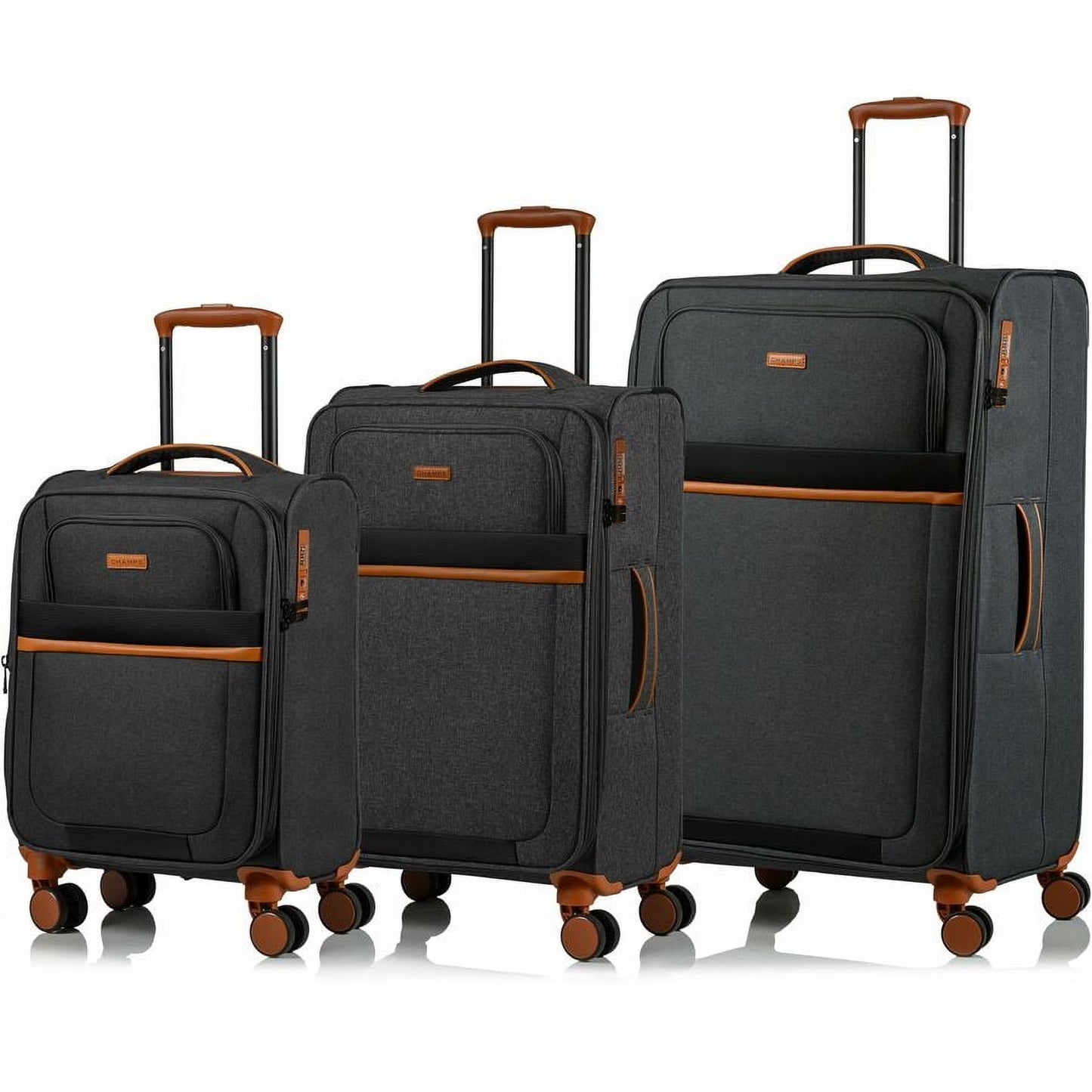CHAMPS Classic II Collection, 3-piece Softside Luggage set, Black