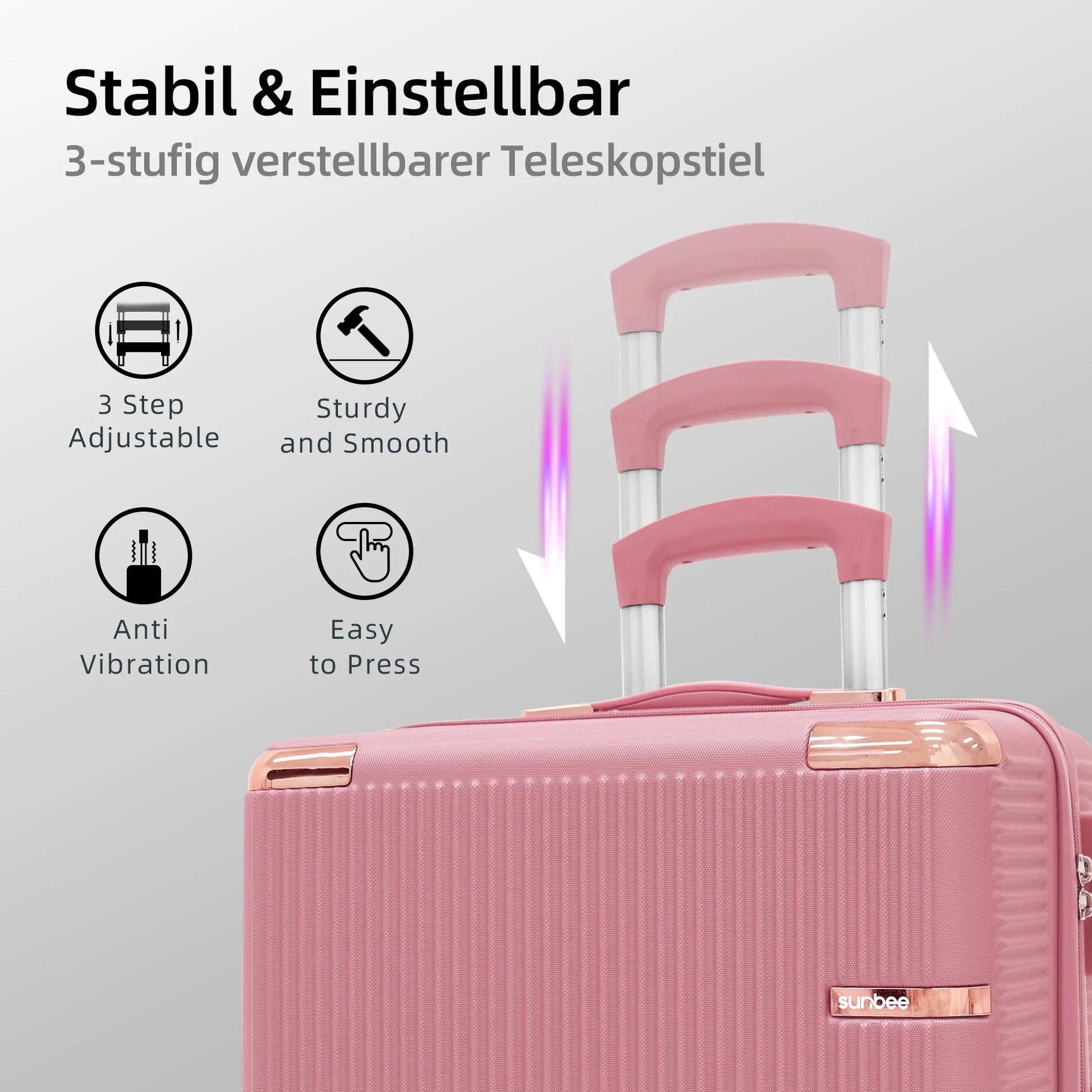 Sunbee Hardside Luggage Set 3 Piece Set Lightweight Suitcase with TSA Lock Spinner Wheels