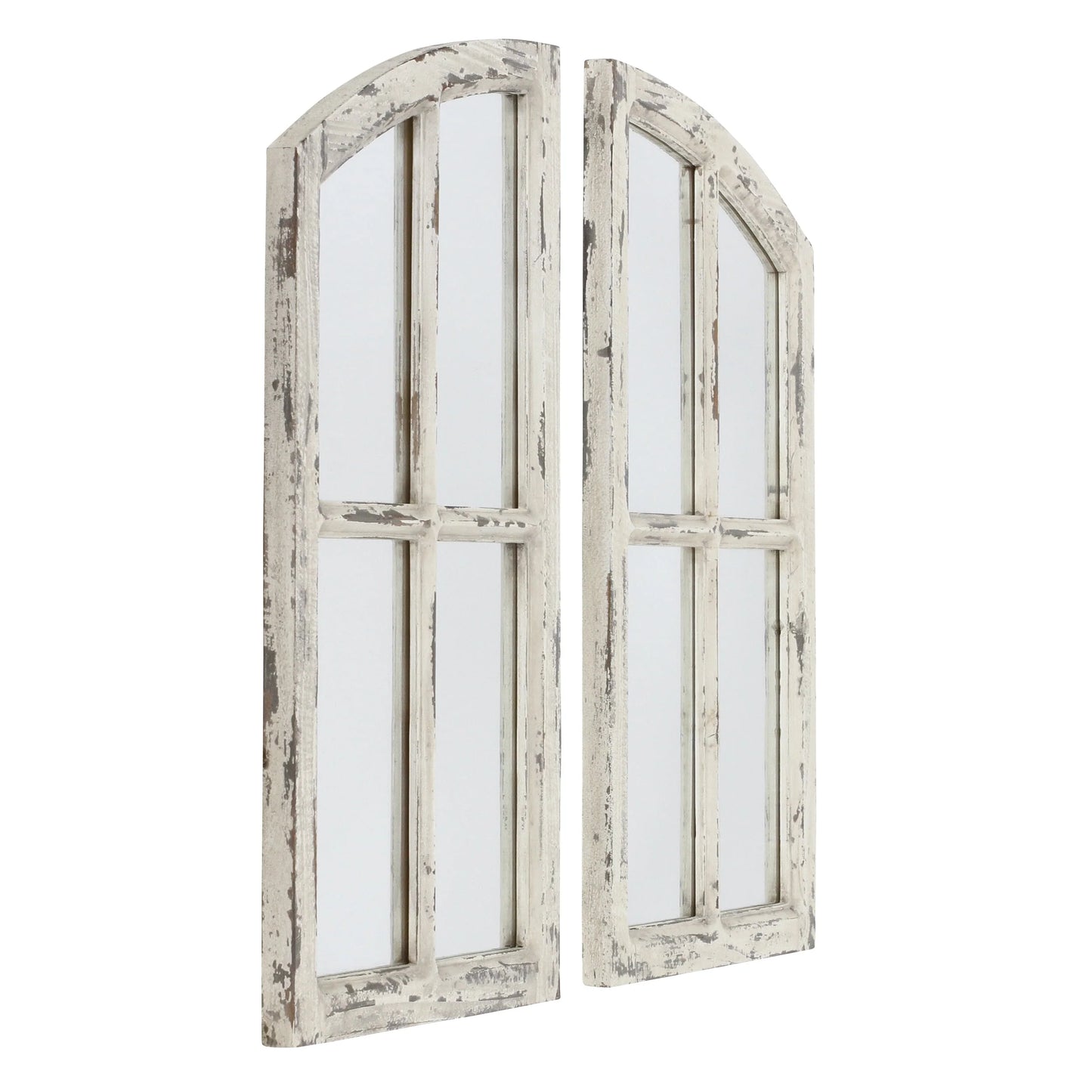 Jolene Arch Window Pane Mirrors Off-White 27" x 15" (Set of 2) by Aspire