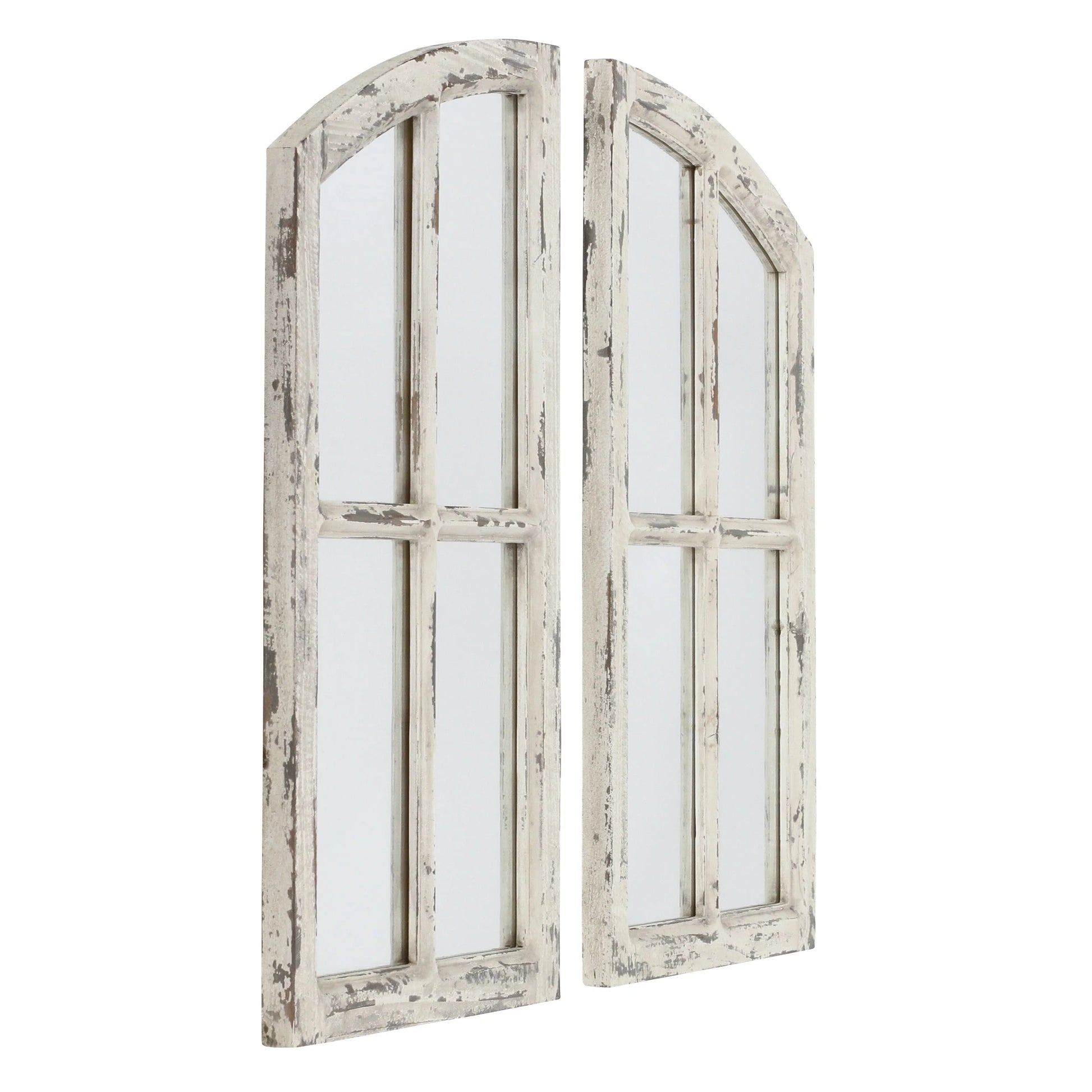 Jolene Arch Window Pane Mirrors Off-White 27" x 15" (Set of 2) by Aspire