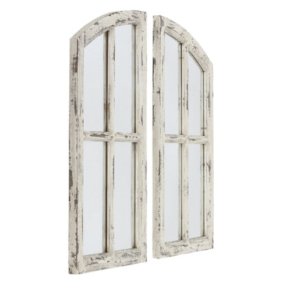 Jolene Arch Window Pane Mirrors Off-White 27" x 15" (Set of 2) by Aspire