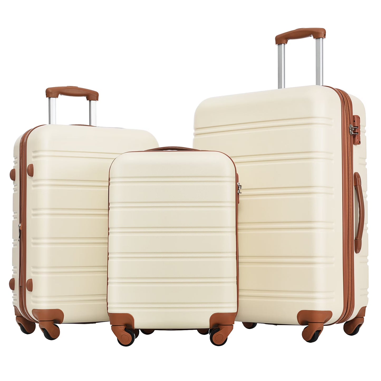 DUOSONG 3 Piece Luggage Set Hardside Spinner Suitcase With Tsa Lock 20" 24" 28" Available Purple ABS Travel Luggage Hard Case