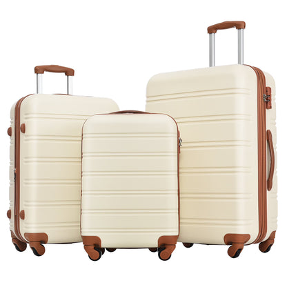 DUOSONG 3 Piece Luggage Set Hardside Spinner Suitcase With Tsa Lock 20" 24" 28" Available Purple ABS Travel Luggage Hard Case