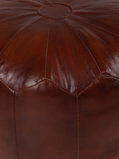 BBH Homes Handmade Solid Black 14x14x14 Inch Goat Leather Pouf For Living Room, Indoor WABBBACPF12SC