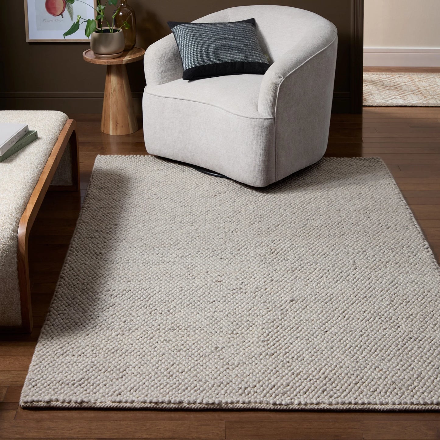 TOWN & COUNTRY TERRA Olea Bubble Texture Handcrafted 100% Wool Area Rug, Beige, 5'x7°