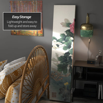 Oriental Furniture 6 Feet Tall Double Sided Doves and Peonies Canvas Room Divider