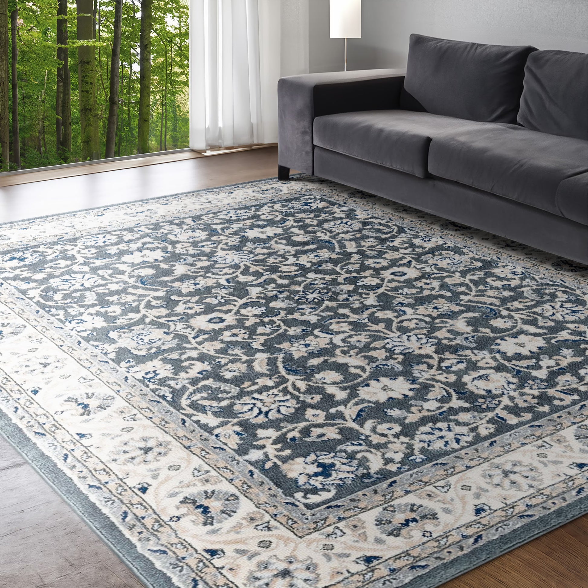 Madison Traditional 8' x 10' Gray Polypropylene Indoor Area Rug