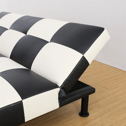 Aukfa Faux Leather Futon Convertible Sofa Bed for Home Office Twin Size, Black& White