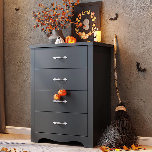 LINSY HOME Dressers for Bedroom, 4 Drawers Chest, Nursery Dresser Organizer, Tall Dresser Chest of Drawers - Black