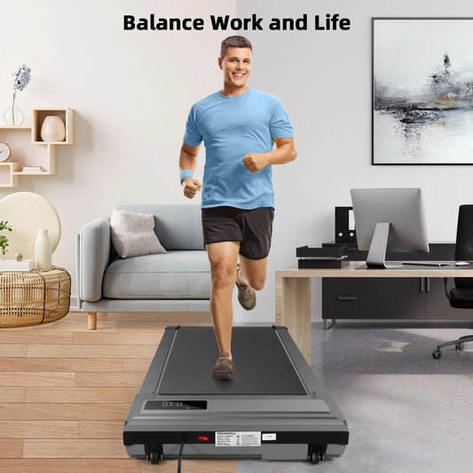Walking Pad Treadmill, 2.5HP Under Desk Treadmill with Remote Control and LED Display, Portable Walking Treadmill for Home Office, Walking Jogging Machine with 300 lbs Weight Capacity