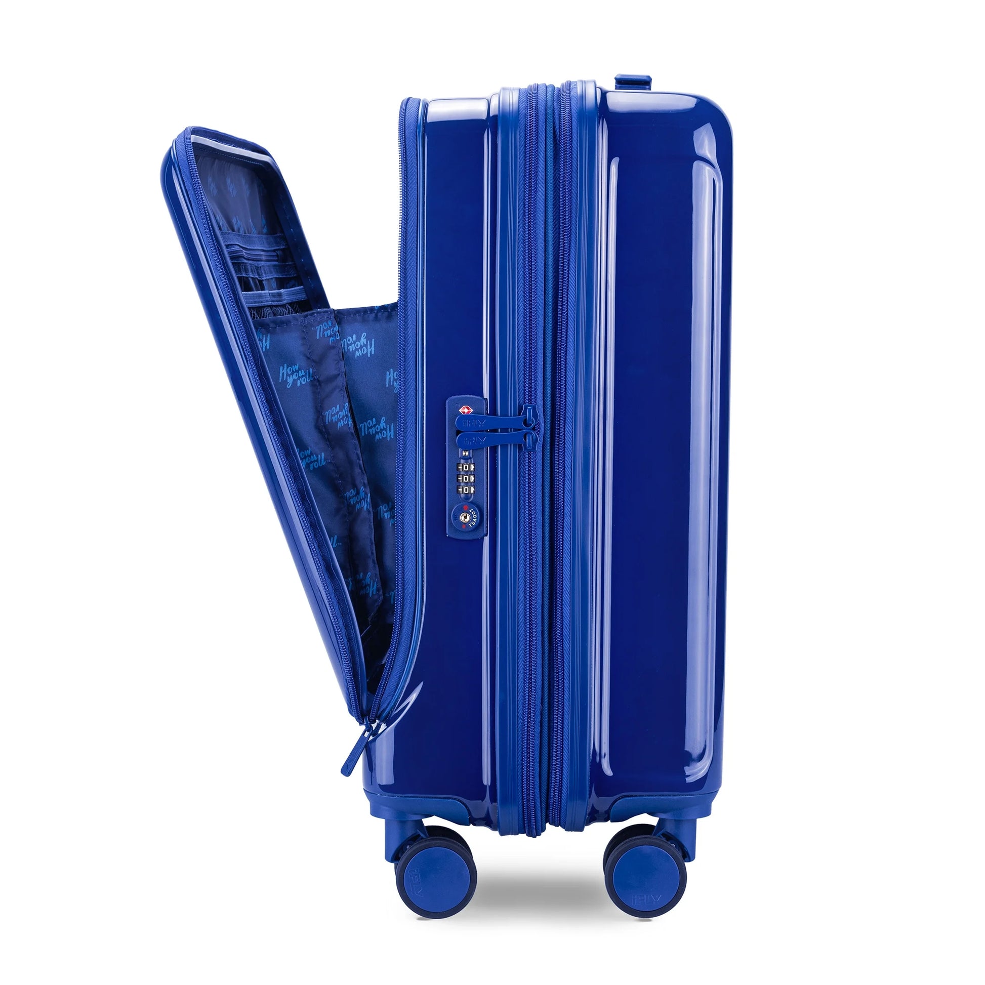 iFLY Odyssey 20" Hardside Carry-on Luggage with Front Opening Pocket, Navy