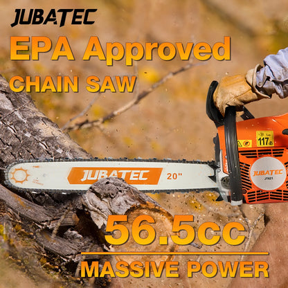 56.5cc 20 inch Bar Gas Powered Chainsaws 2 Stroke Handed Petrol Gasoline Power Chain Saws for Trees Wood Cutting