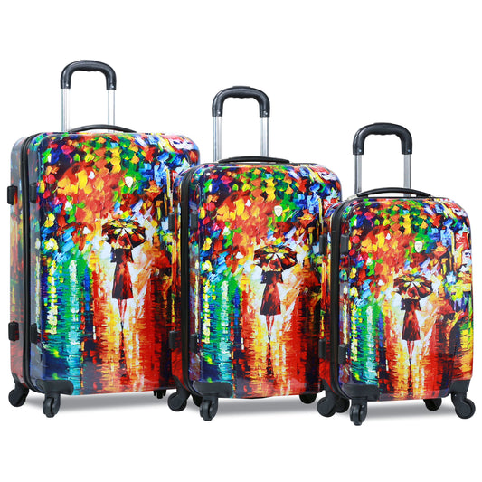 3 Piece Lightweight Hardside Spinner Upright Luggage Set