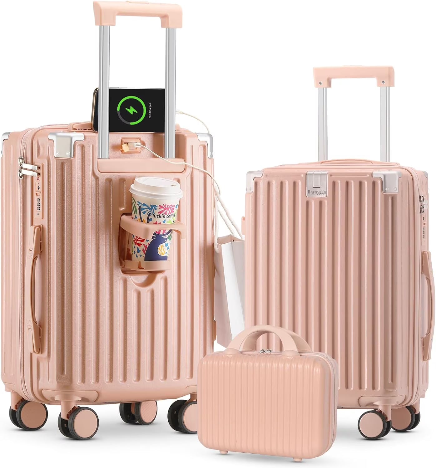 20 Inch Carry on Luggage Carry-on with Cup Holder & USB Port, Hardside Smart Luggage with Airline Approved TSA Lock, Lightweight carryon luggage 22 x 14 x 9 airline approved 360° Spinner Double Wheels
